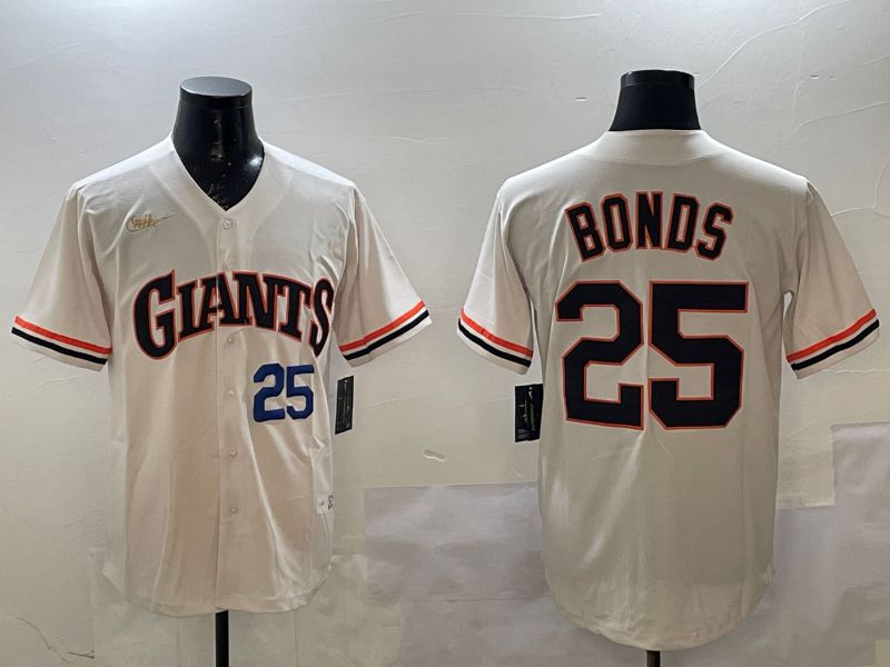 Men San Francisco Giants #25 Bonds Cream Throwback 2025 Nike MLB Jersey style 2